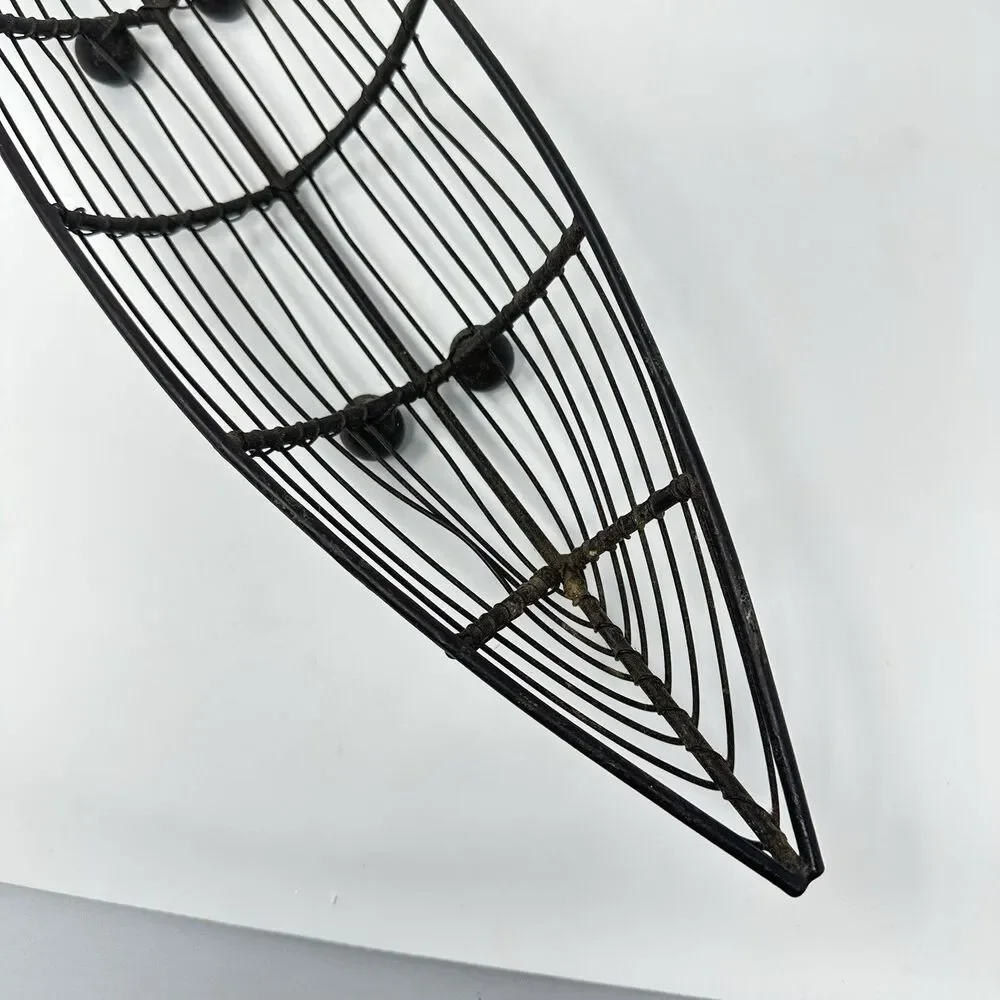 Mid-Century Modern Iron Wire Fruit Basket Canoe Shaped Centerpiece /Catch All
